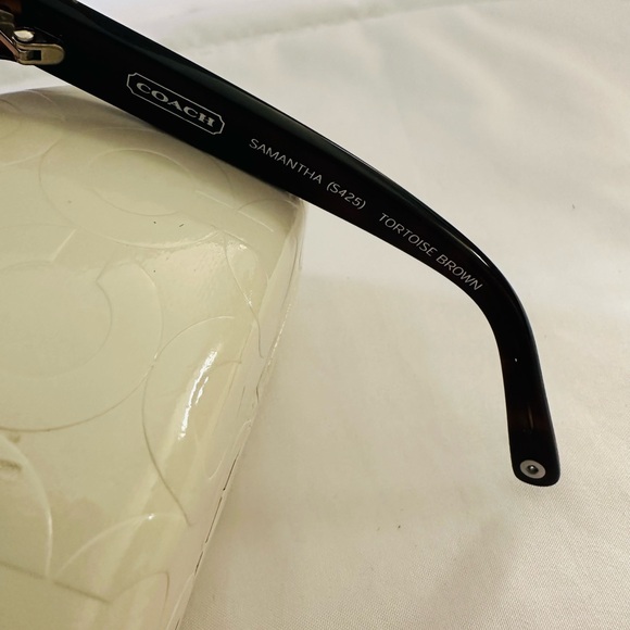 COACH S425 Samantha Black Rectangle Sunglasses Bling Polka Dot Accents & Case - Picture 5 of 8